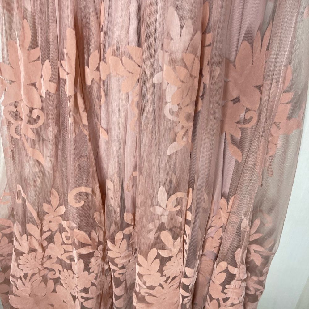 Dainty Houligan blush maxi dress spaghetti straps velvet flocking wedding small - Picture 9 of 16